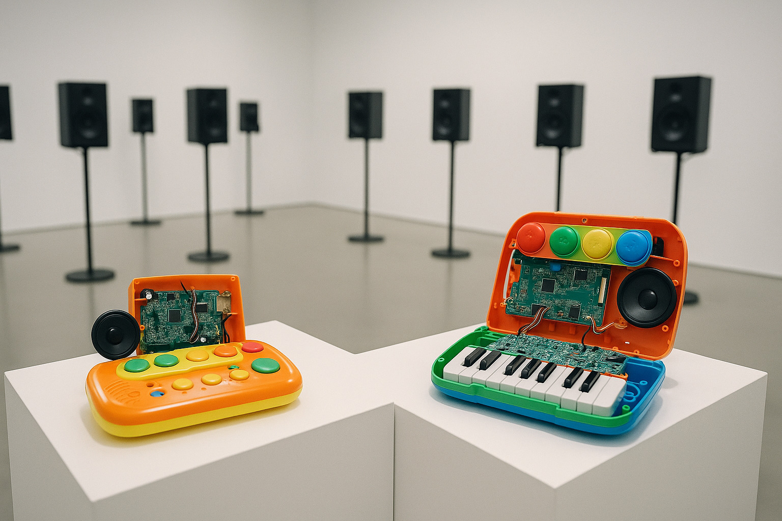 Installation view of Failed Musical Instruments